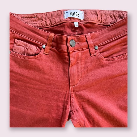 👖PAIGE Jeans Orange Ankle Zip Skinny Jeans with patches - Picture 3 of 7